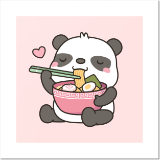 Cute Panda Loving Japanese Ramen Noodles Posters and Art
